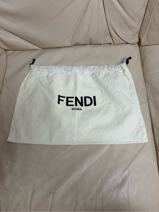 Fendi Accessories - FENDI Cream Small Drawstring Dust Bag 10 x 15 Black Logo